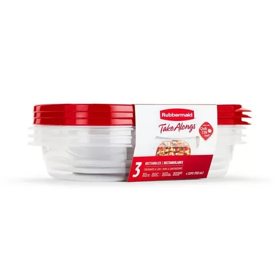 Rubbermaid TakeAlongs - Contenant pour aliments rectangulaire 4 tasses (paquet de 3)